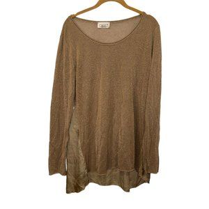 ekavi ITALY gold metallic shimmer HOLIDAY cocktail top  L
